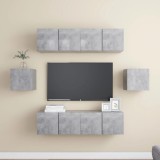 Gossi set de dulapuri tv, 6 piese, gri beton, lemn prelucrat