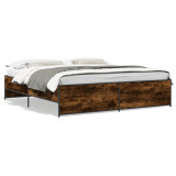 Cumpara ieftin Cadru de pat, stejar fumuriu 180x200 cm lemn prelucrat si metal