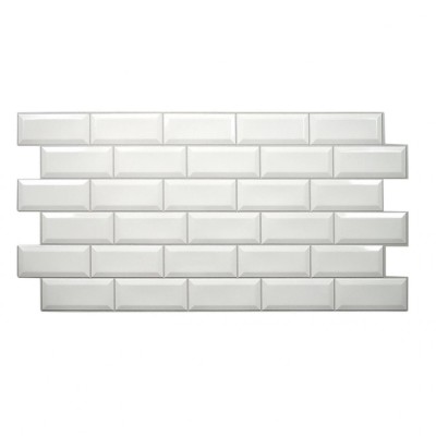 Panou decorativ, PVC, model caramida 3D, alb, 96x48.5 cm foto