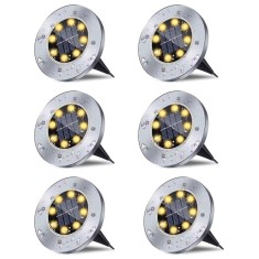 Set 6 Lampi Solare Spot 8 LED - Carcasa Metal, IP65, Alb Cald, Gradina Exterior
