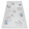 BAMBINO 1161 covor lavabil Bufnițe pentru copii anti-alunecare - gri, 160x220 cm