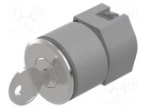 Comutator rotativ cu cheie 30mm 2 poziții argintiu EAO