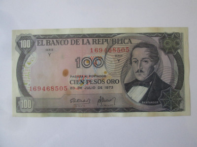 Columbia 100 Pesos Oro 1973 foto