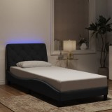 VidaXL Cadru de pat cu lumini LED, negru, 80x200 cm, catifea
