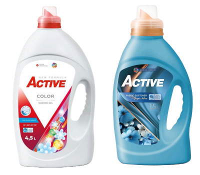Detergent lichid pentru rufe colorate Active, 4.5 litri, 90 spalari + Balsam de rufe Active Magic Blue, 1.5 litri, 60 spalari foto