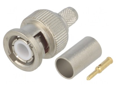 Mufă BNC Tată Drept 50&amp;Omega; Crimp PTFE Aurită foto