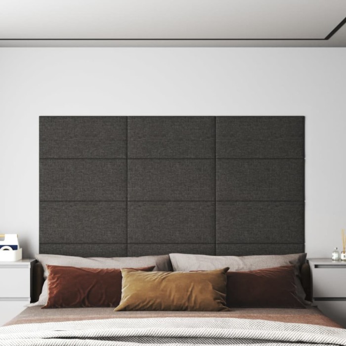 vidaXL Panouri de perete 12 buc. gri &icirc;nchis 60x30 cm textil 2,16 m&sup2;1