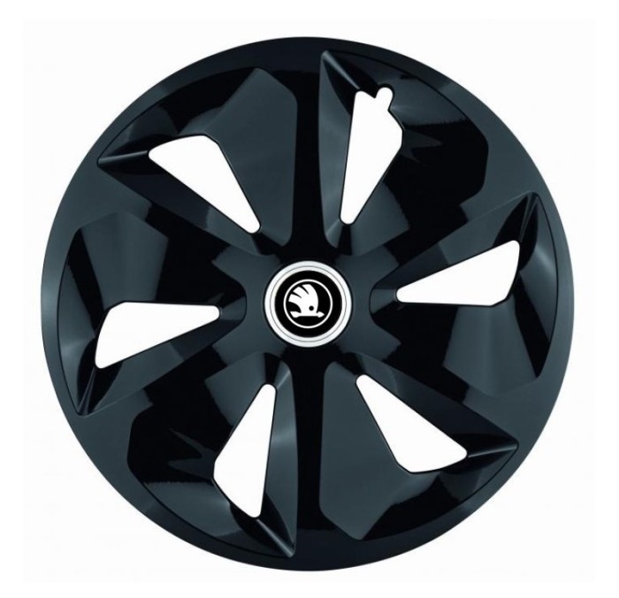 Set 4 capace roti pentru Skoda Nou Alb-Negru, model Roco Black, R14