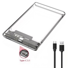 Rack extern pentru HDD 2.5 SATA, USB 3.0, Transparent, Type C