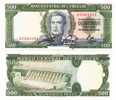 Uruguay 500 Pesos 1967 P-48 aUNC foto