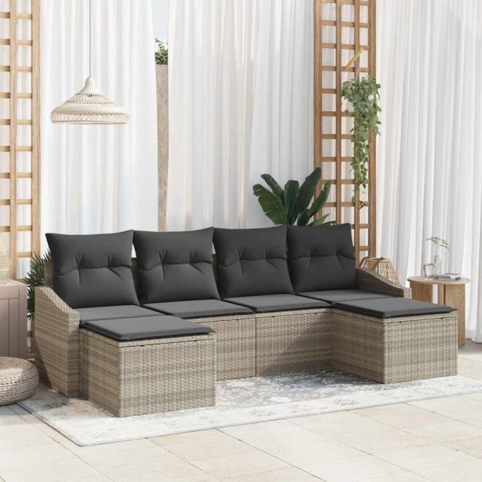 vidaXL Set de canapele pentru grădină 6 pcs Gri deschis Rattan poli 3346832