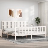 Cumpara ieftin Cadru de pat fără saltea, alb, 200x200 cm, lemn masiv pin