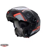 Cumpara ieftin Casca modulabila pentru scuter - motocicleta (flip-up) Caberg model Levo X Elite L7 negru/gri/rosu fluor mat Pinlock ready &ndash; lentila Pinlock inclusa (