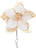 Floare decorativa Craciun poinsettia crem MagicHome, 21 cm