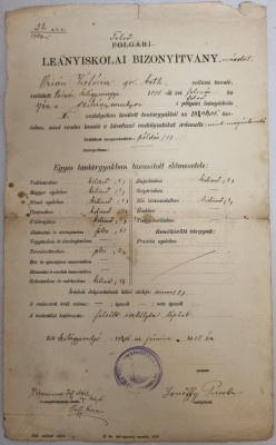 Certificat scolar absolvire Simleu leavyiskolai bizonyitvany in lb maghiara 1905 foto