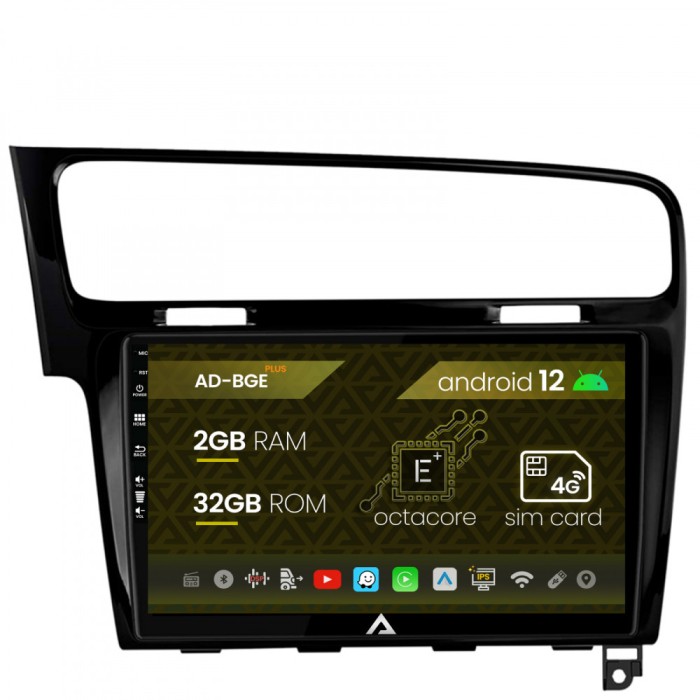 Navigatie Volkswagen Golf 7, Android 12, E-Octacore 2GB RAM + 32GB ROM, 10.1 Inch - AD-BGE10002+AD-BGRKIT023B