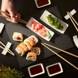 Set sushi 15 piese Stone, Homla, 30x24 cm, ardezie/portelan/bambus, multicolor