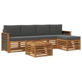 vidaXL Set de canapele de exterior cu pernă 6 pcs Natural și Antracit 3384258