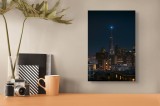 Tablou Canvas, "Piramida strălucitoare &icirc;n noapte liniștită", Oraș, Noapte, San Francisco, Lumină, Clădiri, Transamerica, Pătrat, Albastru, Cer, Turn,