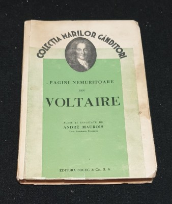 Carte veche anul 1939 Colectia Marilor Ganditori - Editura Socec - VOLTAIRE foto