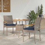 vidaXL Scaune de grădină cu pernă 2 pcs Gri și albastru marin 42025883