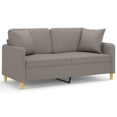 Canapea cu 2 locuri cu pernute, gri taupe, 140 cm, textil foto