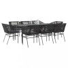 Gossi set de sufragerie de gradina 9 piese neagra sticla polirattan