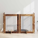 vidaXL Poartă pentru c&acirc;ini cu suporturi 4 pcs Lemn vechi 80 x 100 cm 892047
