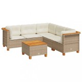 Cumpara ieftin Set canapele de gradina cu perne, 6 piese, bej, poliratan