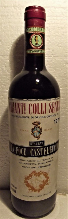 A 58 -Vin CHIANTI COLLI SENESI, DOC, RISERVA FOCE, cl 75 gr 12,5 RECOLTARE 1979