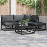 Cumpara ieftin Set de canapele pentru grădină cu pernă 5 pcs Negru Aluminiu