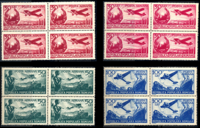 1948 LP244 1950 LP267 serie Posta aeriana - valori mari (bloc x4) MNH