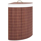 Cos de rufe din bambus de colt, maro, 60 L