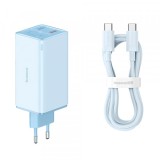 Incarcator Retea Cu Cablu USB-C Baseus GaN6 Pro, 100W, 5A, 2 x USB-A - 2 x USB-C, Albastru P10162705312-00