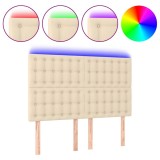 Cumpara ieftin Tablie de pat cu LED, crem, 144x5x118/128 cm, textil