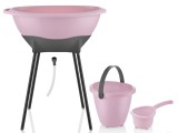 Set Cadita Baie BabyJem Elegant Roz cu Suport, Ergonomic, Pliabil, 38L, Galetusa, Cana