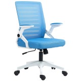 Vinsetto Scaun Ergonomic Reglabil pe &Icirc;nălțime cu Cotiere de Ridicare, Scaun de Birou Pivotant din Poliester, 54x54x89-99 cm, Albastru | Aosom Romania