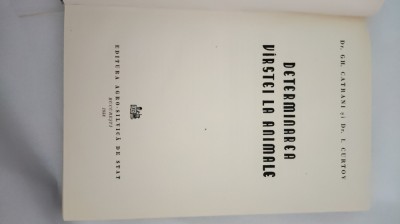 DETERMINAREA V&amp;Icirc;RSTEI LA ANIMALE- CH.CATRANI-1957 X3. foto