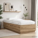 Cumpara ieftin Cadru de pat cu LED Stejar artizanal 80 x 200 cm Lemn prelucrat