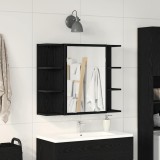 vidaXL Dulap cu oglindă Stejar negru Lemn masiv de stejar Compact