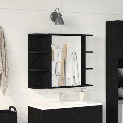 vidaXL Dulap cu oglindă Stejar negru 80 x 20.5 x 64 cm Lemn compozit 862498 foto