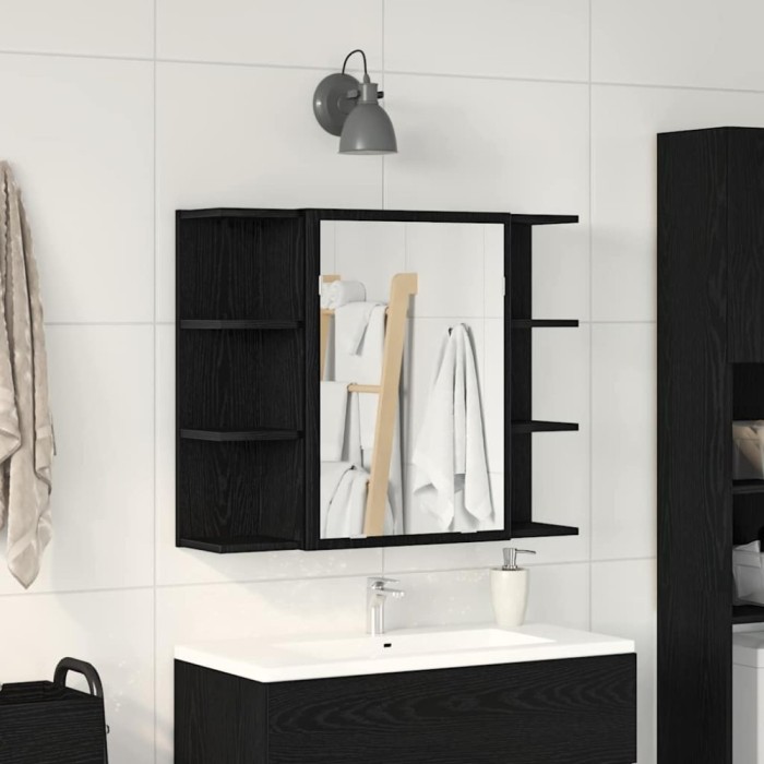 vidaXL Dulap cu oglindă Stejar negru 80 x 20.5 x 64 cm Lemn compozit 862498