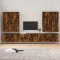 Set dulap TV, 8 piese, stejar fumuriu, lemn prelucrat