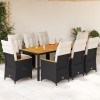 Gossi set bistro de gradina, 9 piese, cu perne, negru, poliratan
