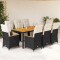 Gossi set bistro de gradina, 9 piese, cu perne, negru, poliratan