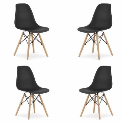 Set 4 Scaune Mercaton Acerenza, Stil Scandinav cu Picioare din Lemn de Fag, Cadru Metalic, Sezut PP, Maxim 120 Kg, 46 x 54 x 82 foto