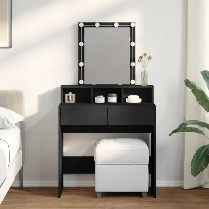 Gossi masa de toaleta cu led, negru, 80x41x144,5 cm