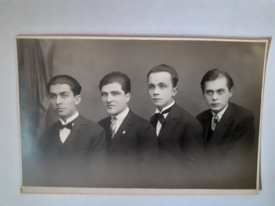 Fotografie CP cu 4 bărbați din București &amp;icirc;n 1928 foto