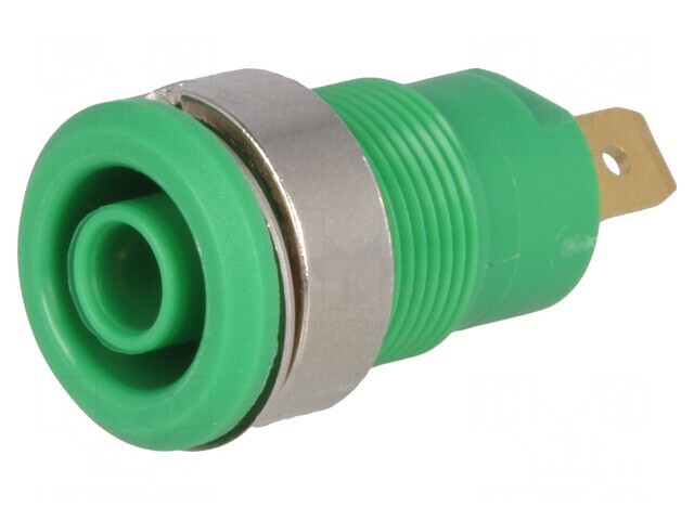 Soclu banană verde 4mm 24A 1kV aurit &icirc;nşurubare