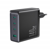 &Icirc;ncărcător rapid GaN 140W 3 x USB-C/USB-A + cablu USB-C - USB-C 240W de 1,2 m Joyroom